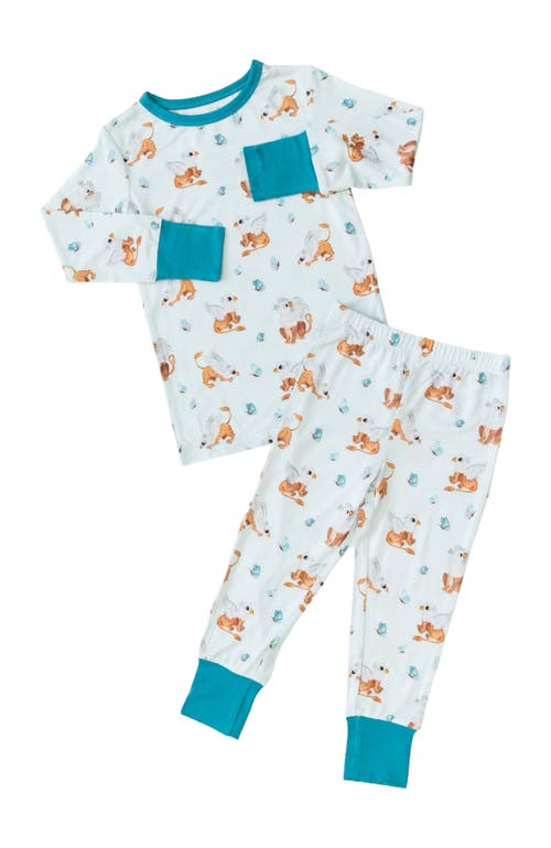 Laree + Co Griffin Butterflies 2-piece Long Sleeve Set In Blue