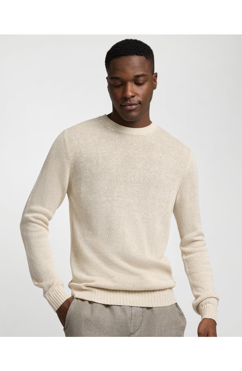 Onia Silk Linen Long Sleeve Crewneck Sweater, Main, color, Taupe