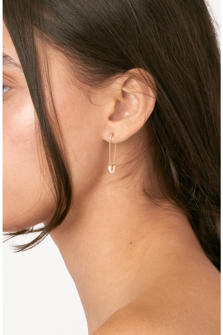 Diamond Safety Pin Threader Earrings, Alternate, color, YELLOW GOLD