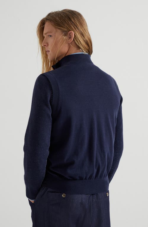 Brunello Cucinelli Dark Blue Nylon Down Jacket In Blue