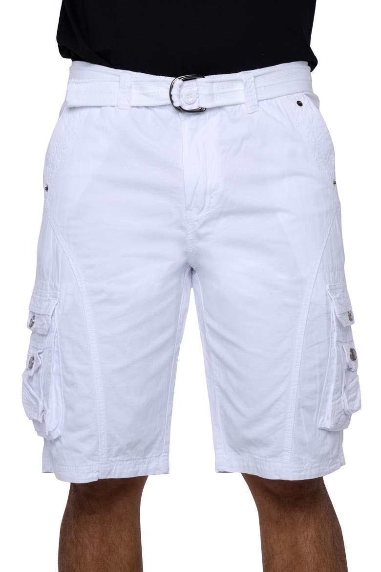 Belted Snap Detail Cargo Pants, Alternate, color, WHITE