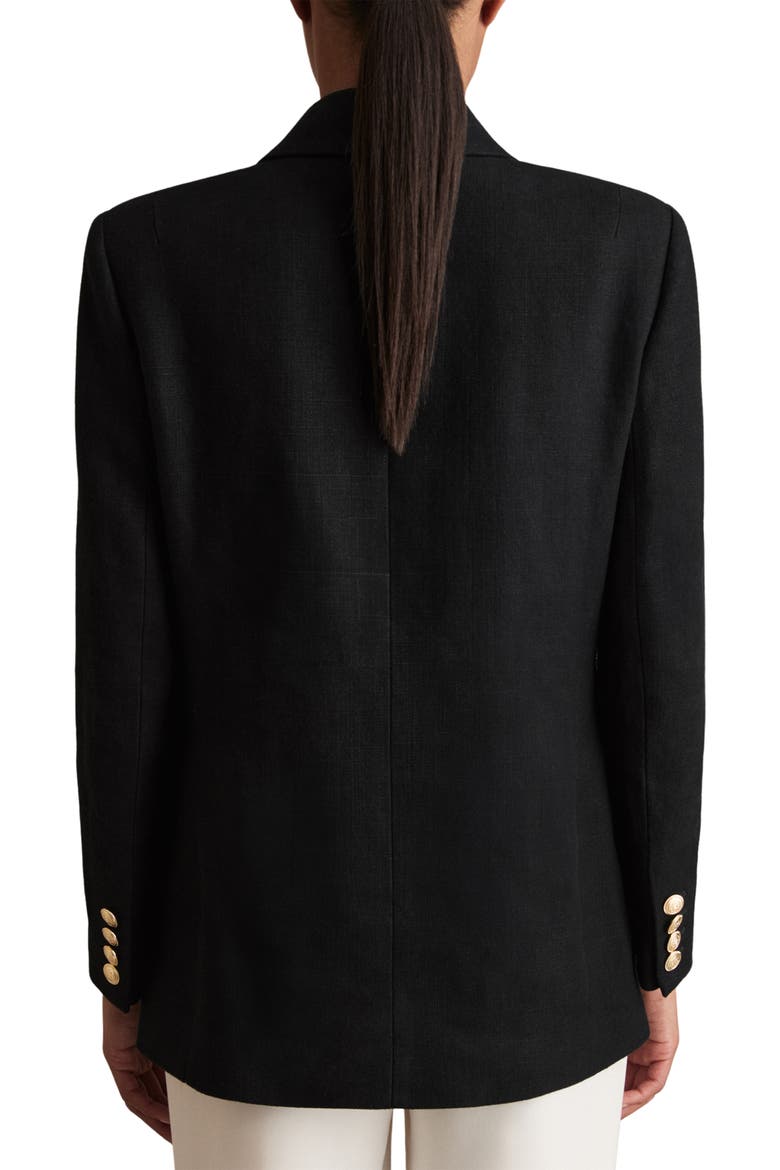 Eden Double Breasted Linen Blend Jacket, Alternate, color, BLACK