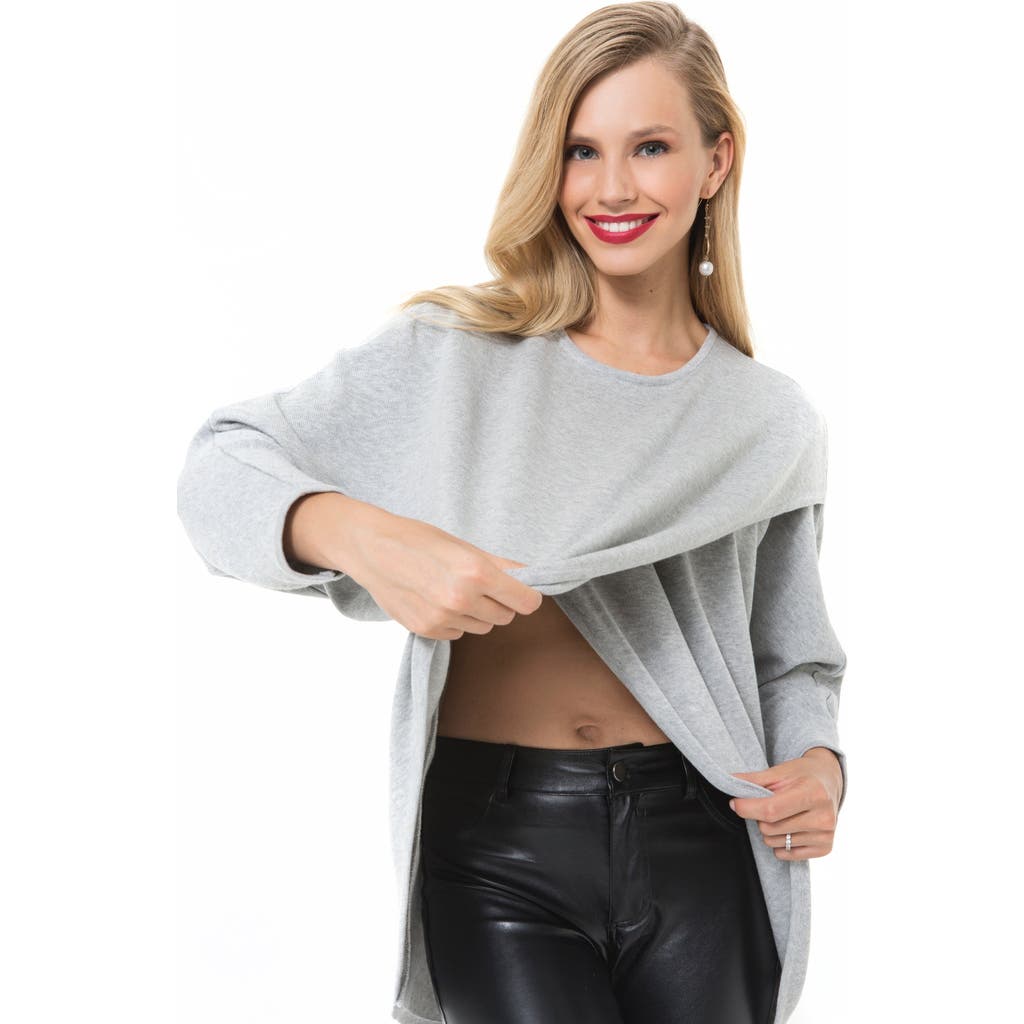 Accouchée Let Loose Crossover Long Sleeve Maternity Nursing Knit Top In Gray