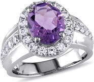 Julianna B. Amethyst & Created White Sapphire Halo Ring