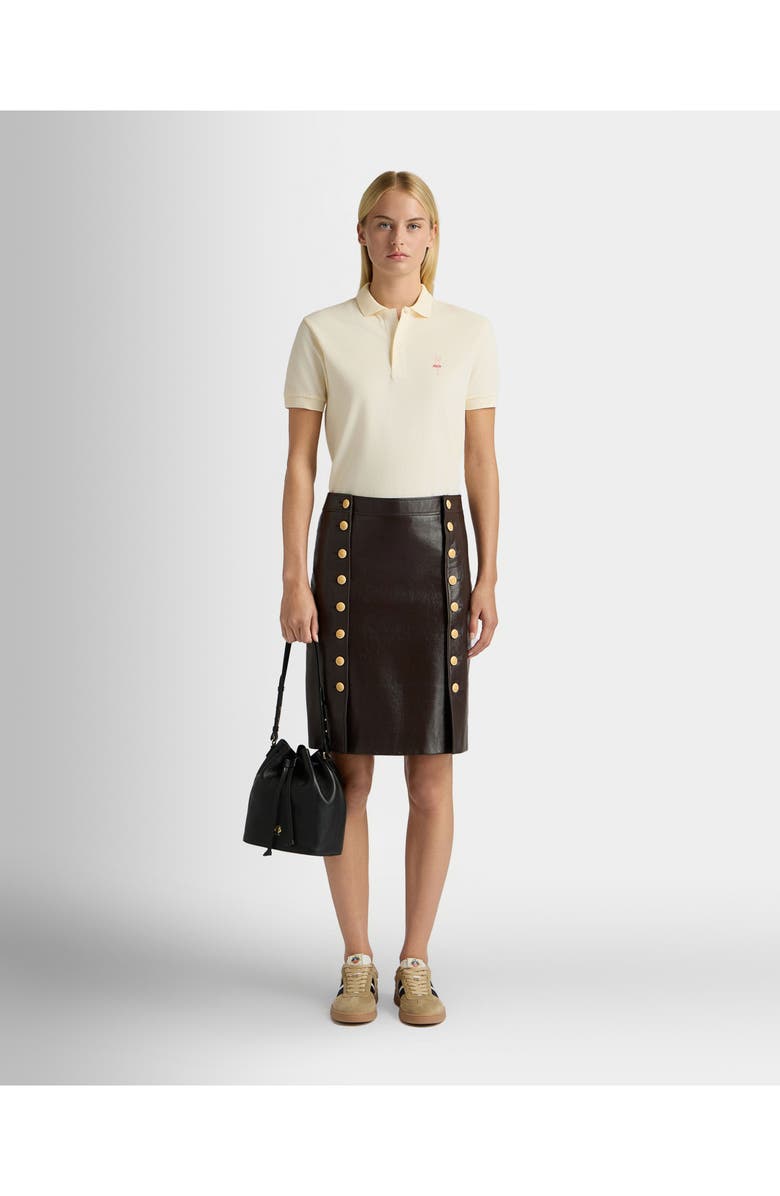 Bally Midi Skirt in Leather, Alternate, color, Brown