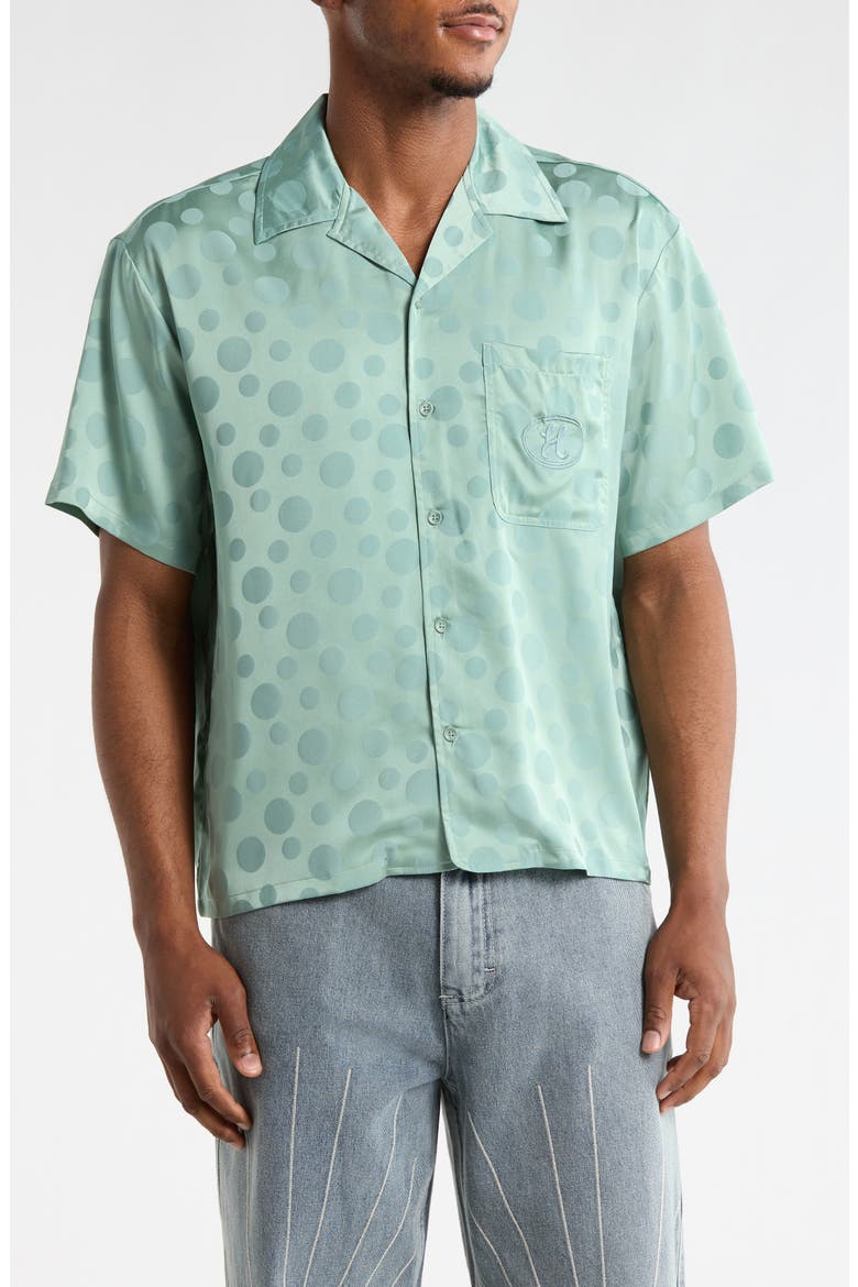 Tonal Dot Camp Shirt, Main, color, GREEN