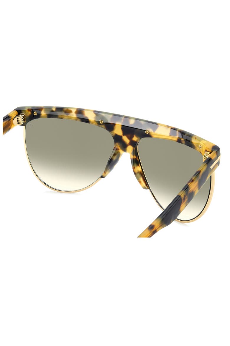 65mm Oversize Gradient Pilot Sunglasses, Alternate, color, YELLOW HAVANA/ GREEN SHADED