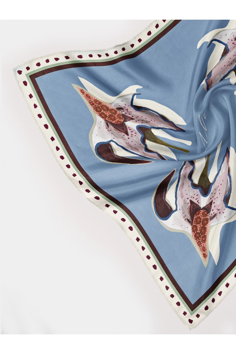 Hand Rolled Floral Print Silk Scarf, Alternate, color, Print 'garden Of Alas'