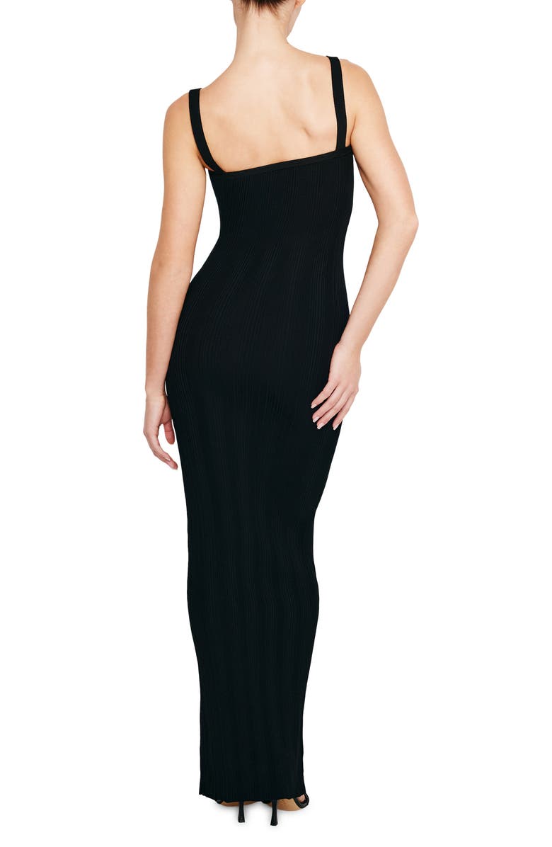 Good American Rib Sleeveless Maxi Dress, Alternate, color, Black001