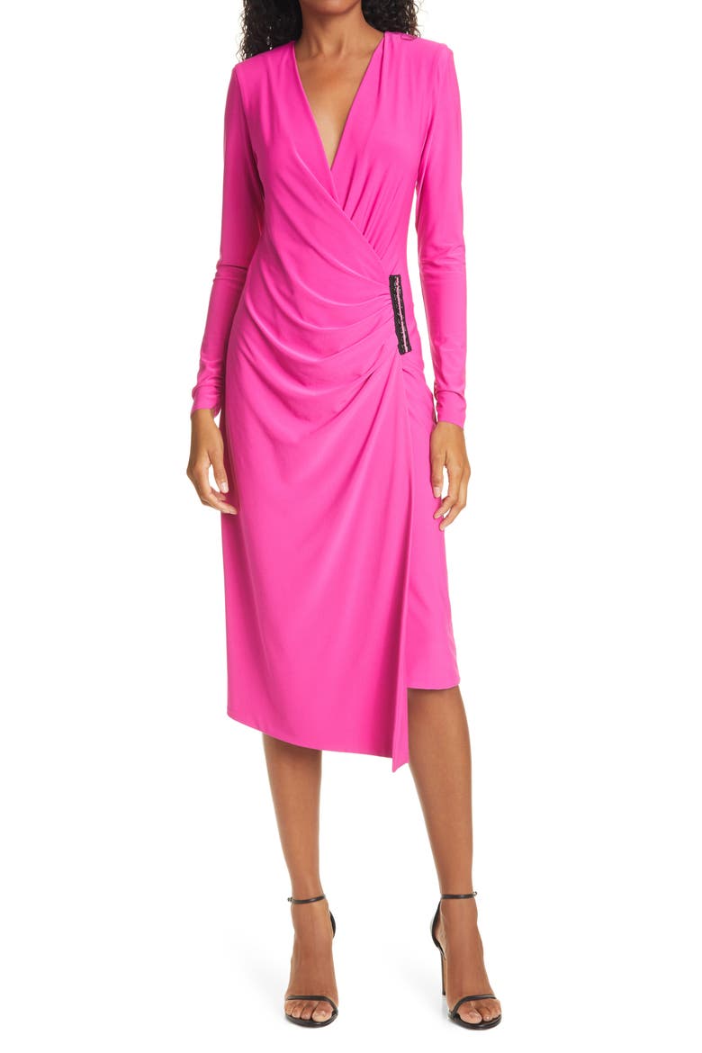 Happy Hour Sequin Detail Long Sleeve Dress, Main, color, PINK MARTINI