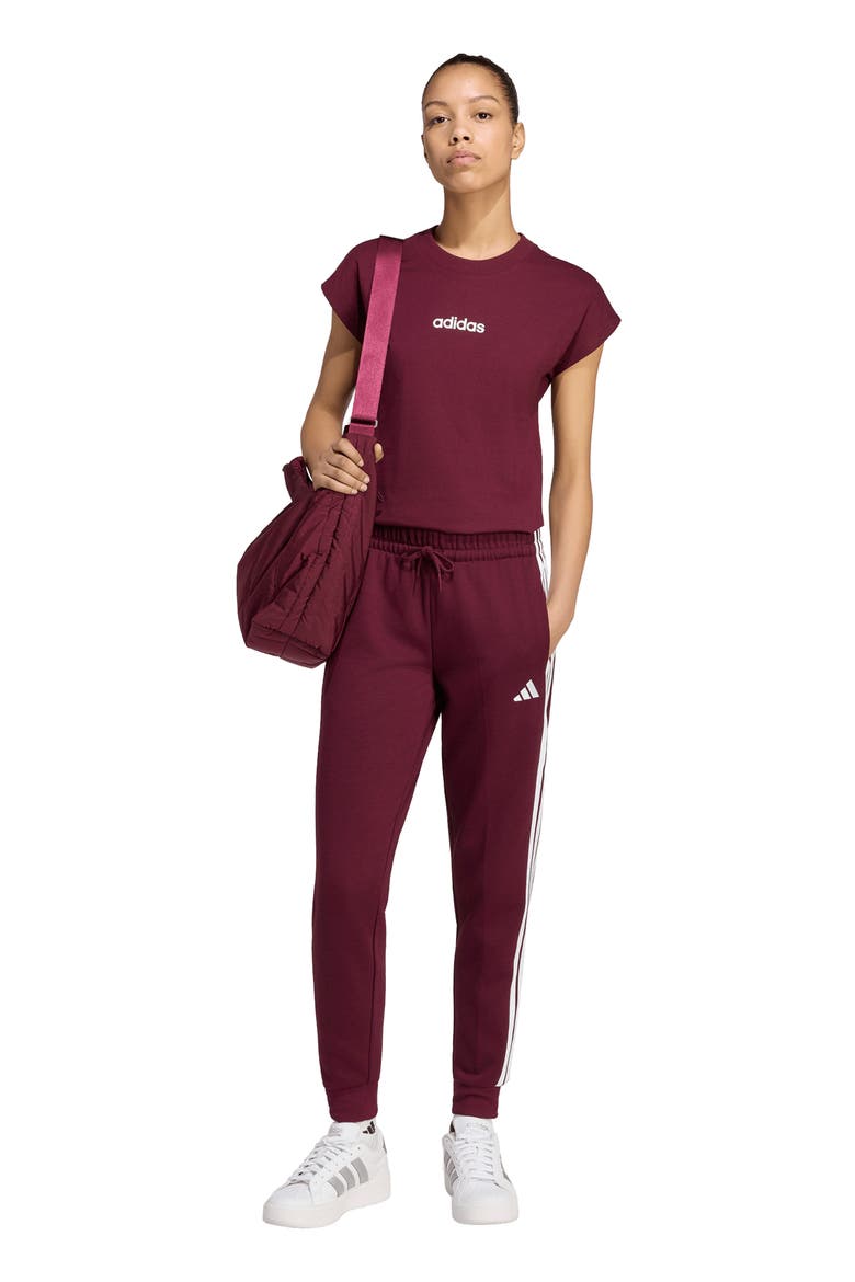 Essentials 3-Stripes Slim Joggers, Alternate, color, MAROON/ WHITE