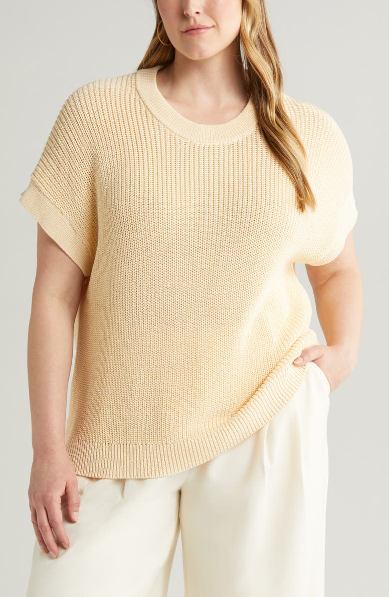 Nordstrom Short Sleeve Cotton Sweater, Main, color, 
