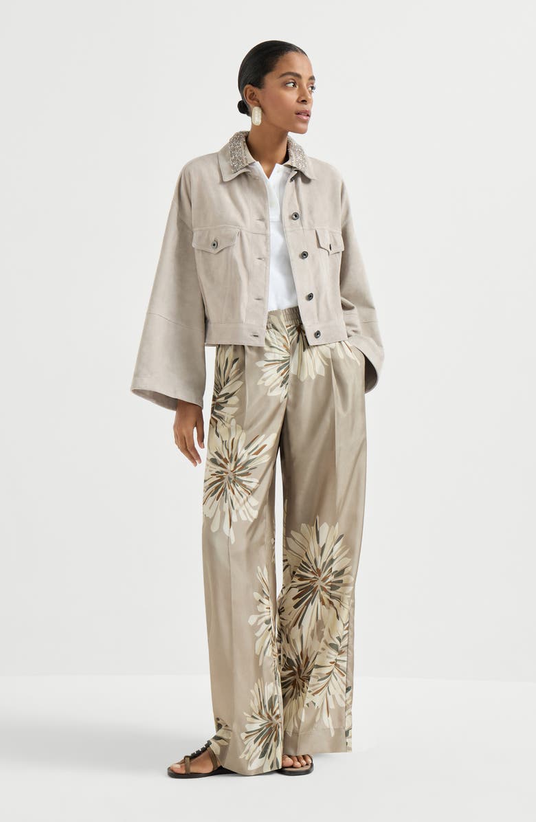 Brunello Cucinelli Polo with dazzling knit collar, Alternate, color, White