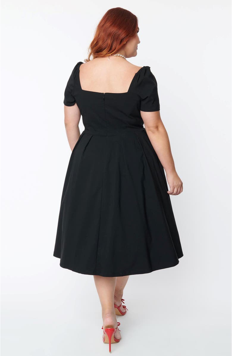 Unique Vintage Plus Size Sweetheart Midge Swing Dress, Alternate, color, Black