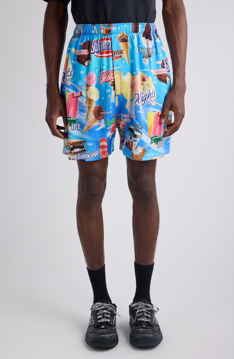 Balenciaga Sweet Treats Pajama Shorts, Main, color, 4011 Blue