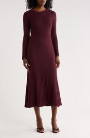 MAX STUDIO Ribbed Knit Long Sleeve Sweater Dress