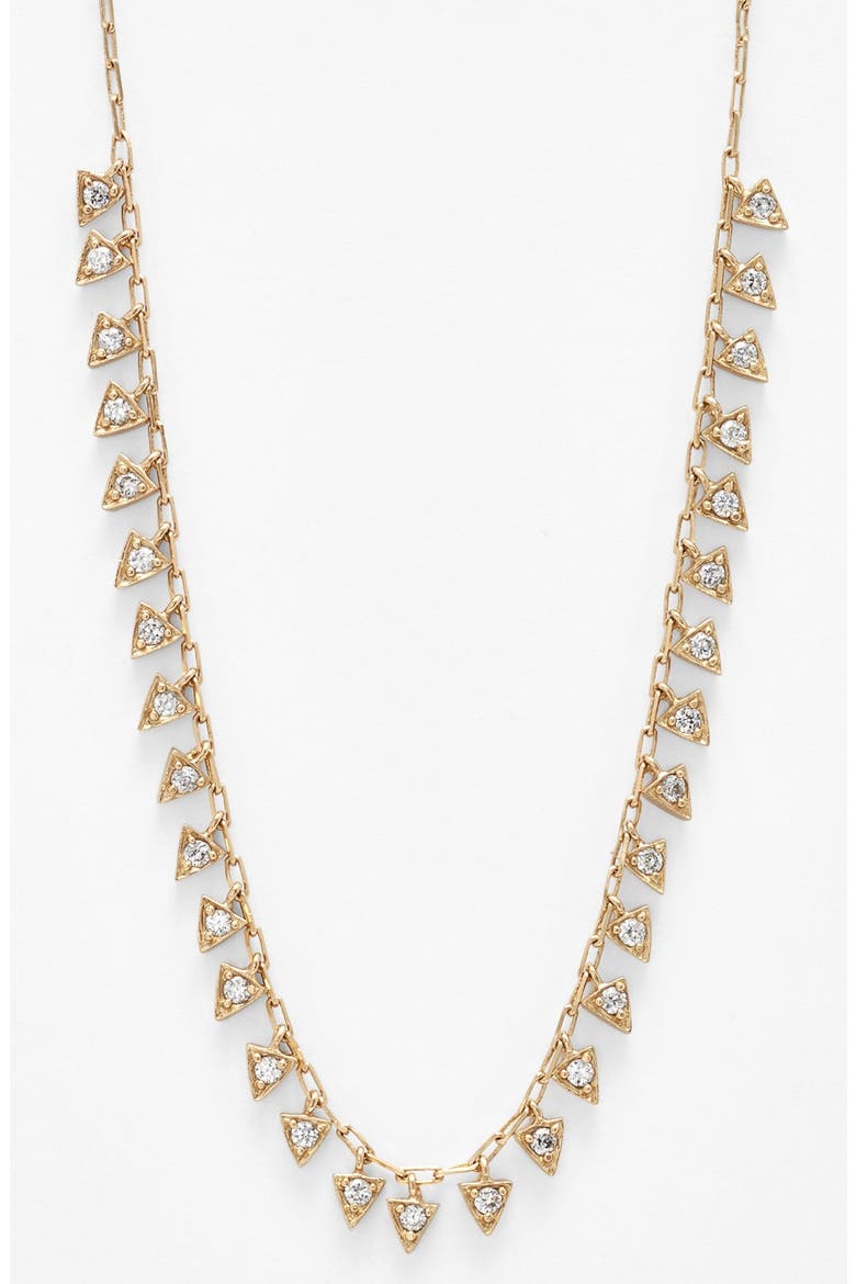 'Pyramid - Mini Fringe' Frontal Necklace, Main, color, GOLD/ CLEAR