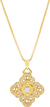 SAVVY CIE JEWELS Cubic Zirconia Pav Pendant Necklace