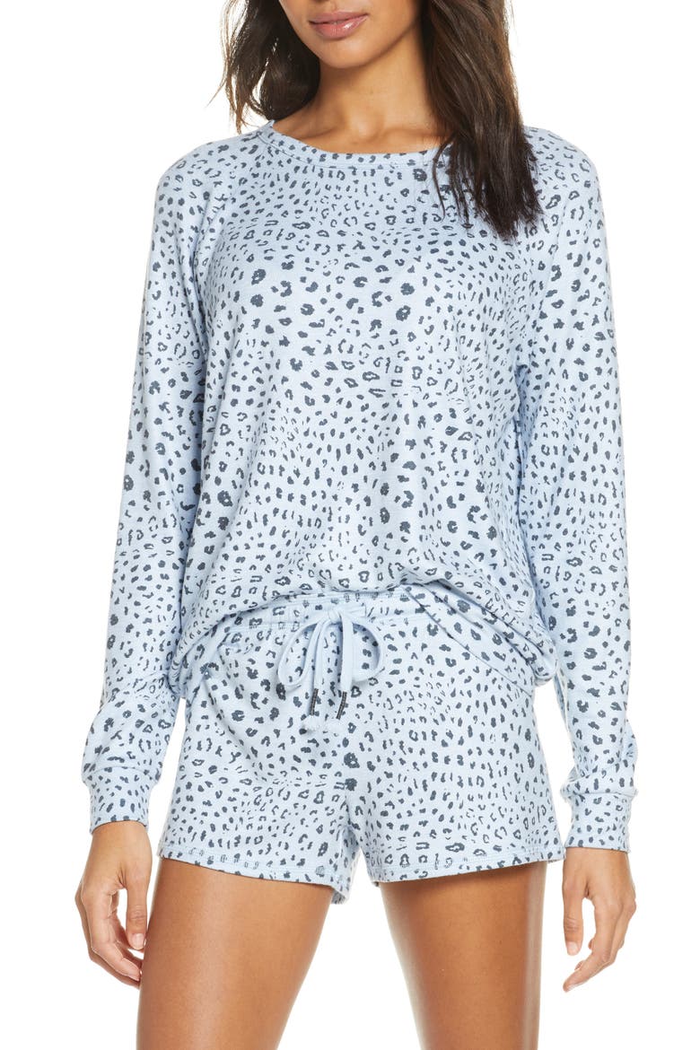Peach Party Long Sleeve Sleep Shirt, Main, color, BLUE