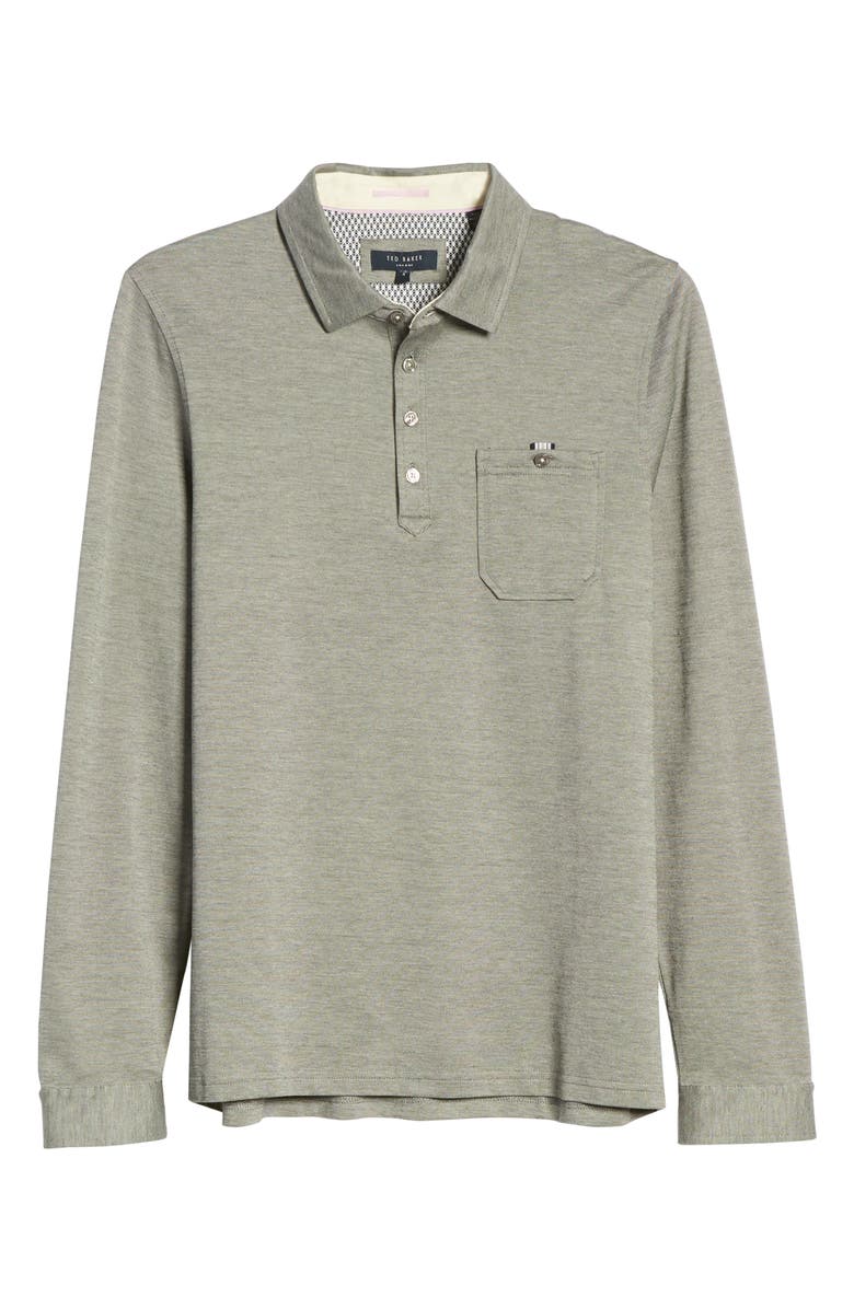 Ted Baker London Amuse Long Sleeve Piqué Polo, Alternate, color, 