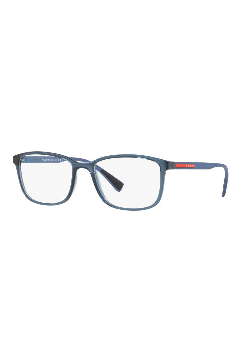 55mm Rectangular Optical Glasses, Alternate, color, TRANSPARENT AZURE