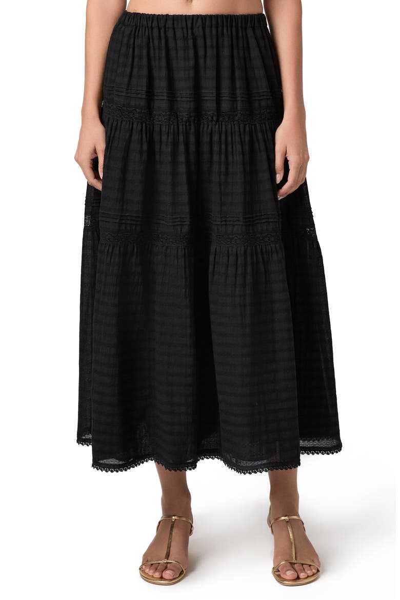 Andres Tiered Maxi Skirt, Main, color, BLACK