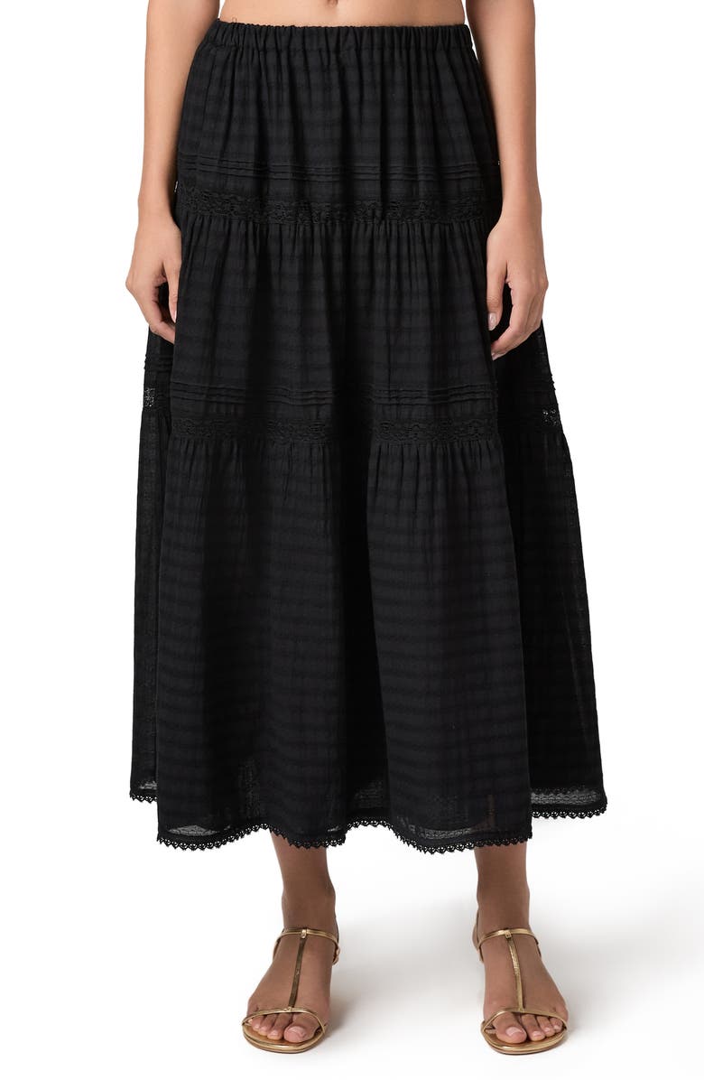 PAIGE Andres Tiered Maxi Skirt, Main, color, Black