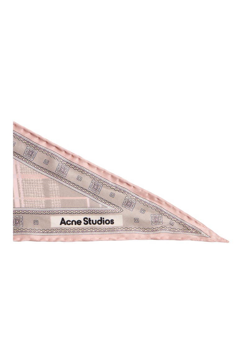 Volta Check Organic Silk Triangle Scarf, Alternate, color, PINK/ TAUPE