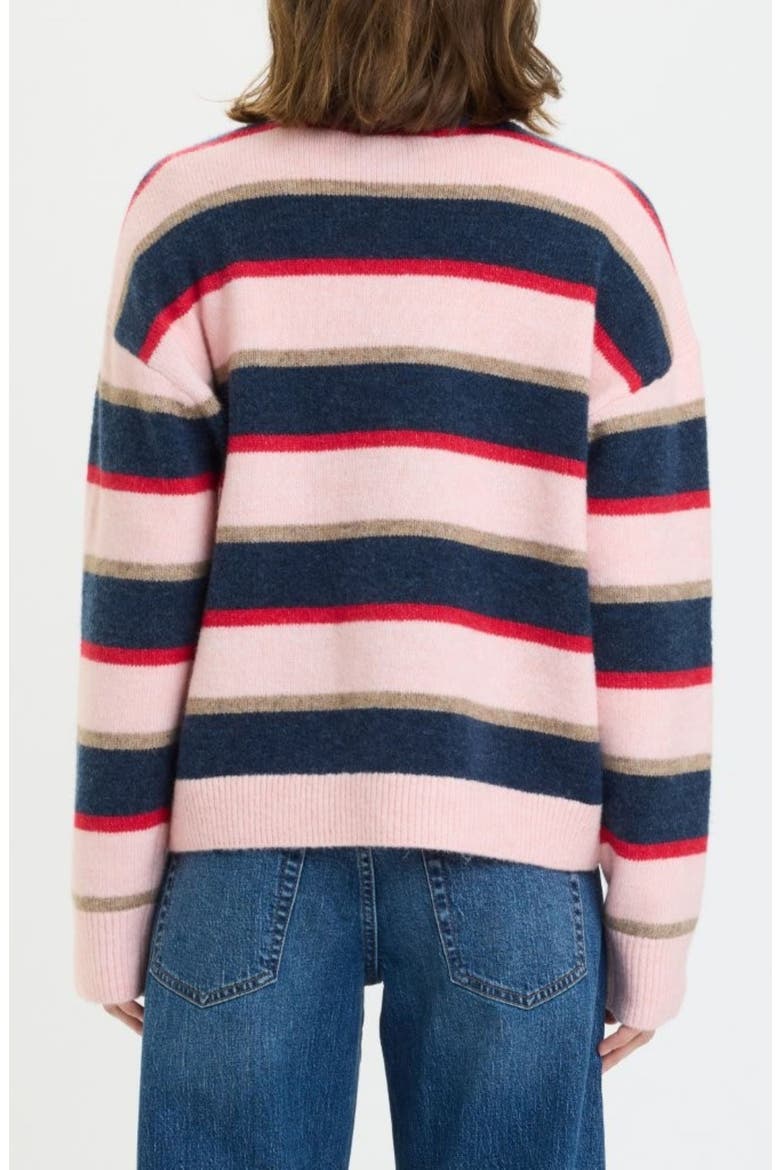 Carlyle Stripe Sweater, Alternate, color, CORAL STRIPE