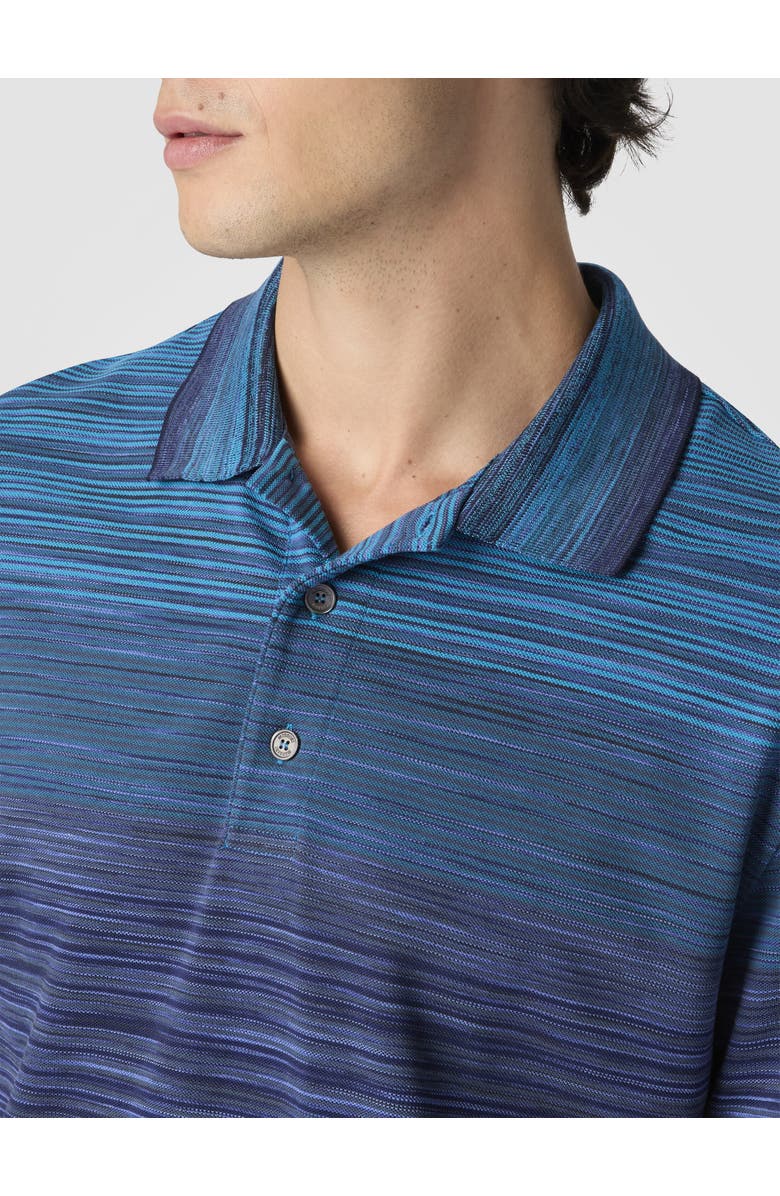 Missoni Short Sleeve Polo With Flame Knit, Alternate, color, Blue