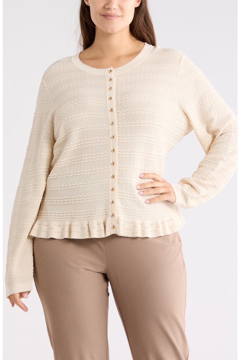 Crewneck Button Front Cardigan, Main, color, CREAM