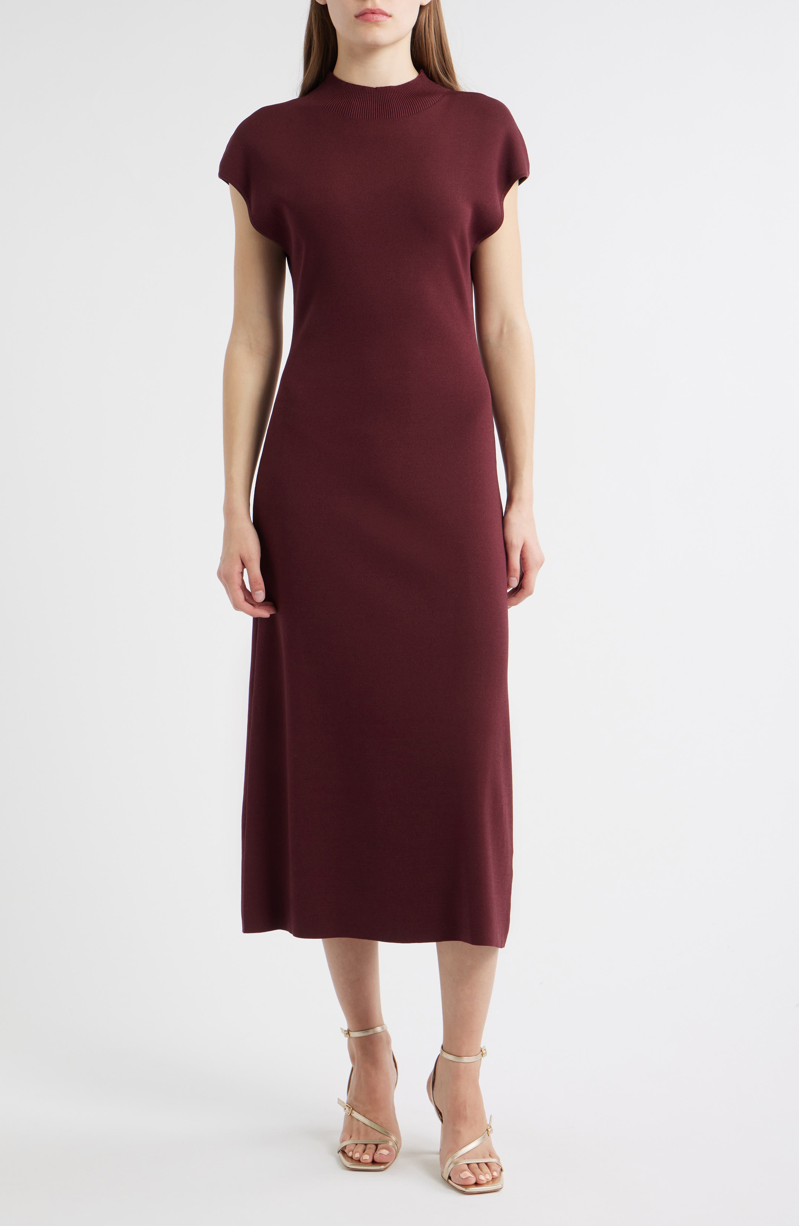 ZOE AND CLAIRE Mock Neck Short Sleeve Sweater Dress