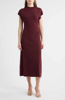 ZOE AND CLAIRE Mock Neck Short Sleeve Sweater Dress