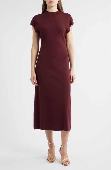 ZOE AND CLAIRE Mock Neck Short Sleeve Sweater Dress