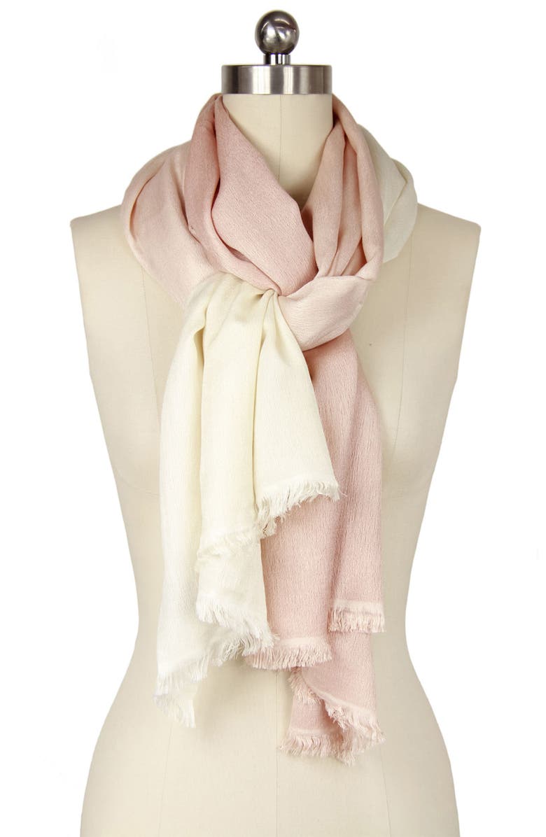 SAACHI Two-Tone Cashmere & Silk Scarf, Alternate, color, Cream/Taupe