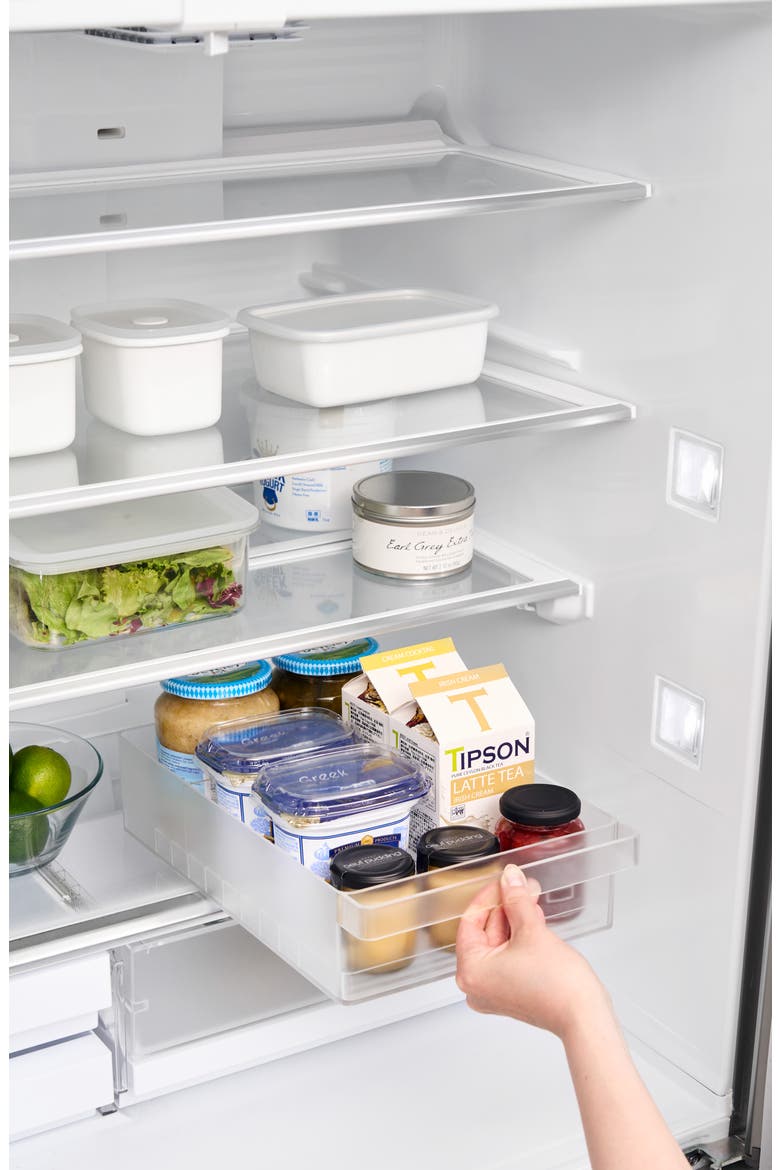 Wide Fridge Organizer Bin, Alternate, color, WHITE