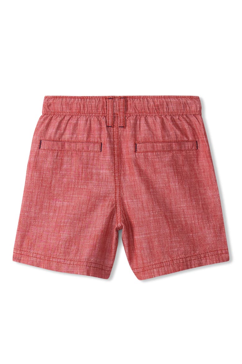 Kids' Slub Cotton Chambray Drawstring Shorts, Alternate, color, RED