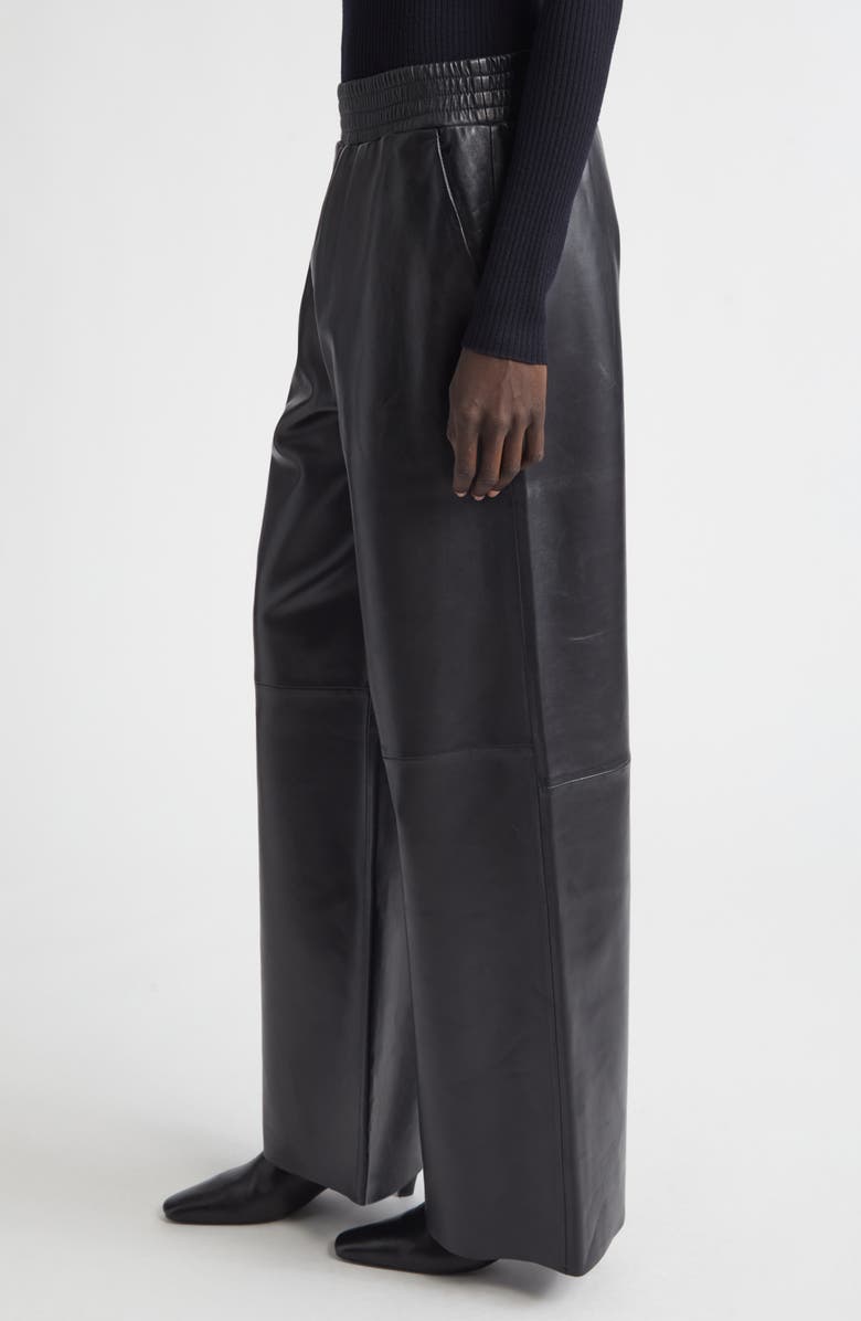 Stand Studio Maja Wide Leg Leather Pants, Alternate, color, Black