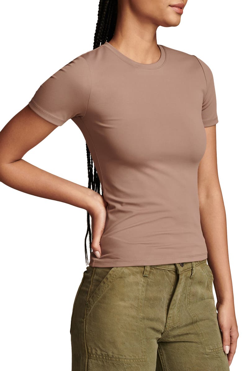 Lucky Brand Contour Short Sleeve Knit Top, Alternate, color, Deep Taupe