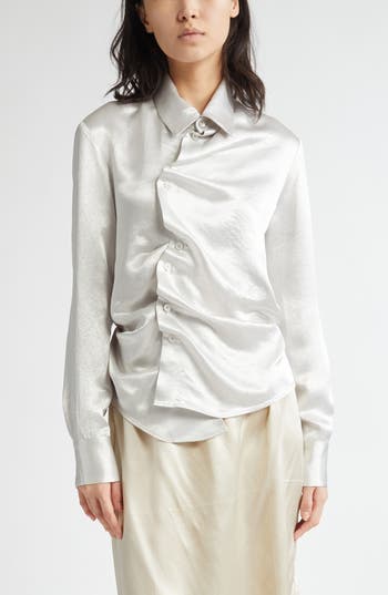 Commission Twisted Satin Shirt In White