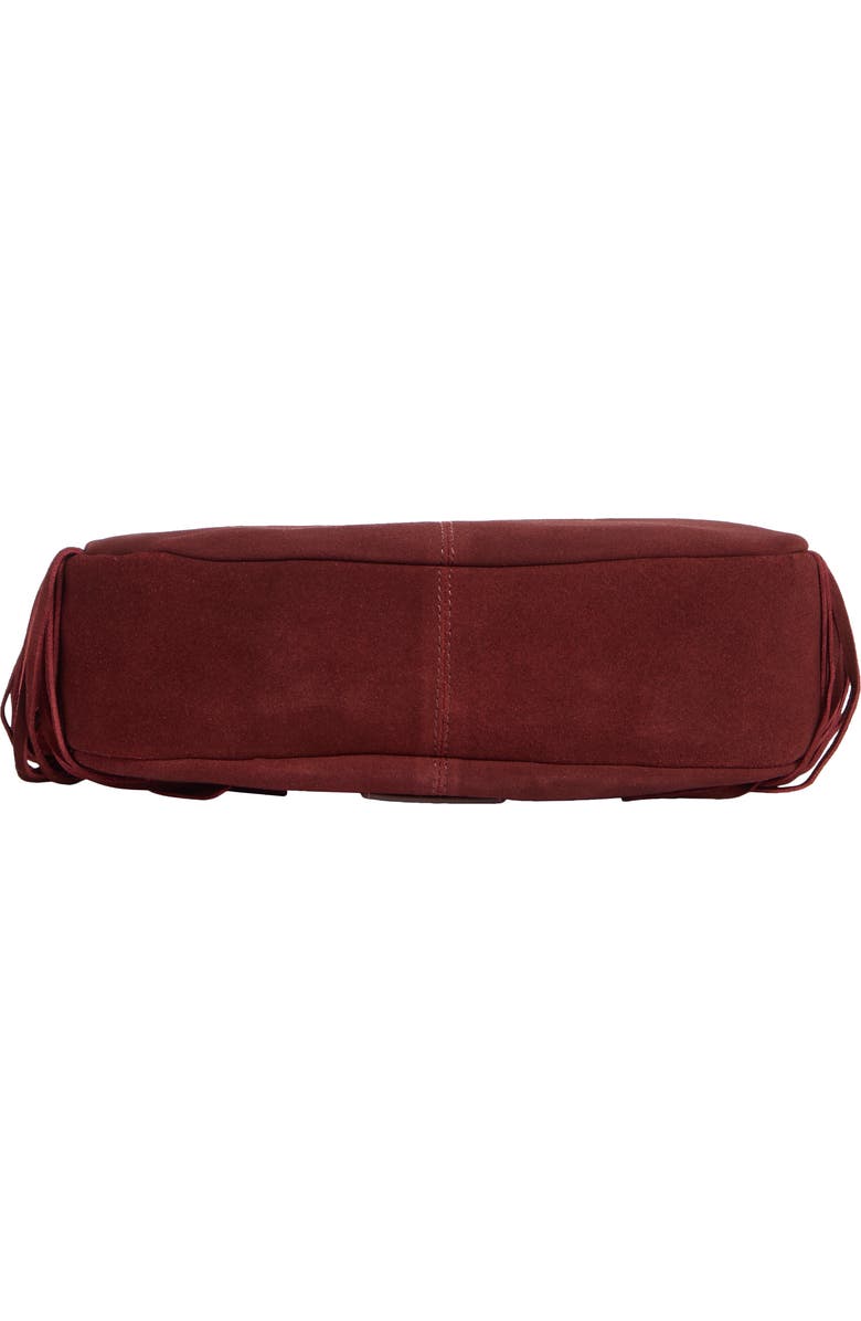 Lucky Brand Bran Nyra Suede Fringe Crossbody Bag, Alternate, color, Red Dahlia