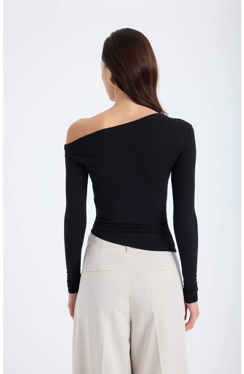 Monlicia Aura One Shoulder Draped Top, Alternate, color, Black