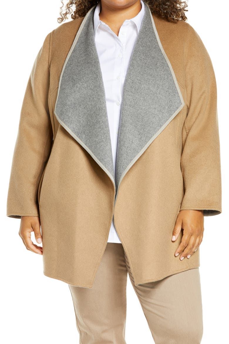 Valasca Reversible Wool & Cashmere Jacket, Alternate, color, NICKEL MELANGE/ CAMEL
