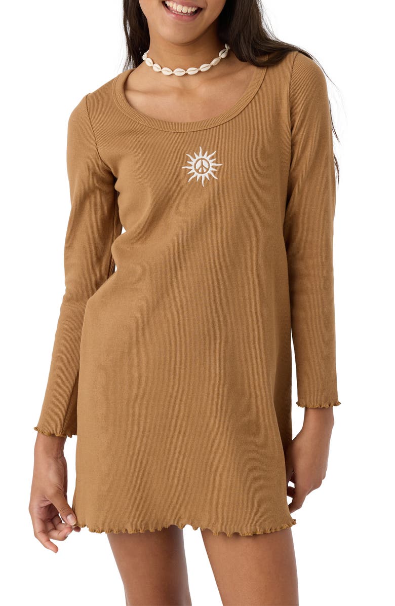 O'Neill Kids' Robbie Long Sleeve Cotton Rib Dress, Alternate, color,