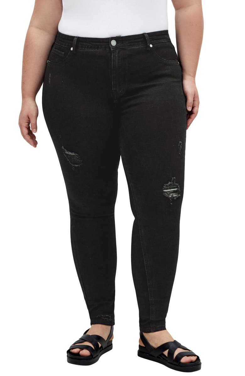 City Chic Nola Skinny Jeans, Main, color, Black