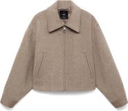 MANGO Wool Blend Crop Jacket