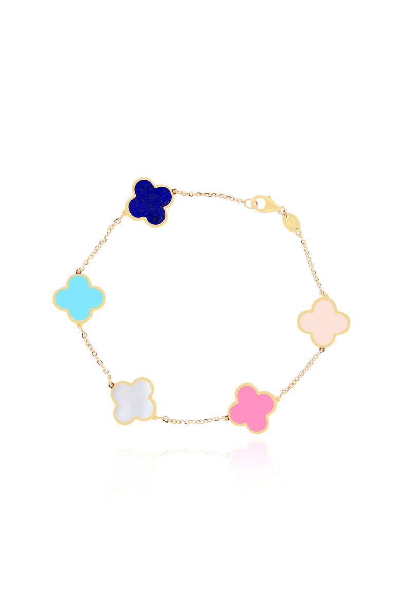 The Lovery Fine Jewelry Large Pastel Mixed Clover Bracelet, Main, color, Pastel Mixed