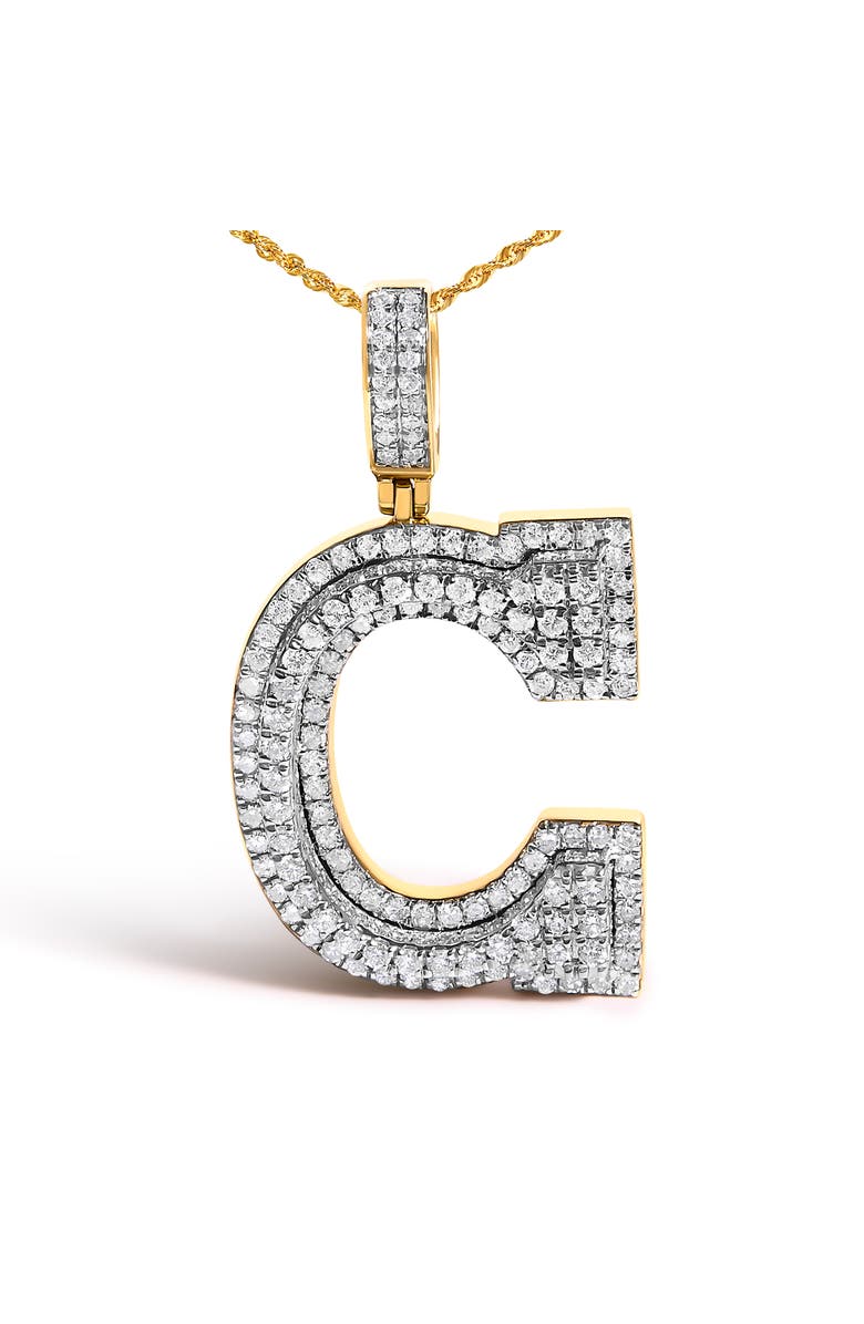 Haus of Brilliance Men's 10K Yellow Gold 1 3/4 Cttw Diamond Letter C Initial Pendant Necklace, Alternate, color, Yellow Gold