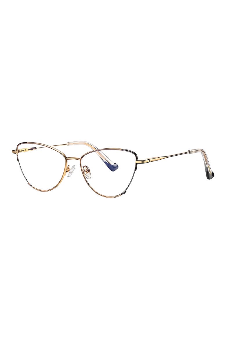 Cora 54mm Cat Eye Blue Light Blocking Glasses, Alternate, color, GOLD / CLEAR