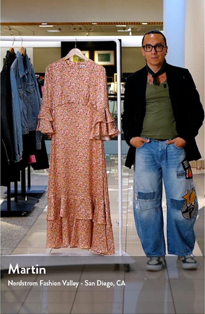 Gala Floral Tiered Silk Maxi Dress, sales video thumbnail